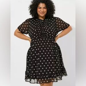Gothic Heart Print Chiffon Dress Plus Size 1 Dark Romantic Knee Length